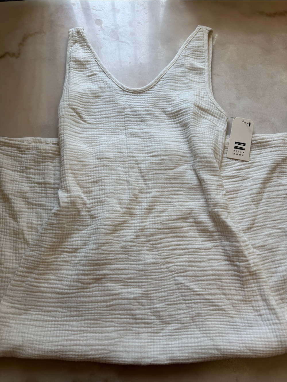 Billabong White Textured Midi Beach Dress